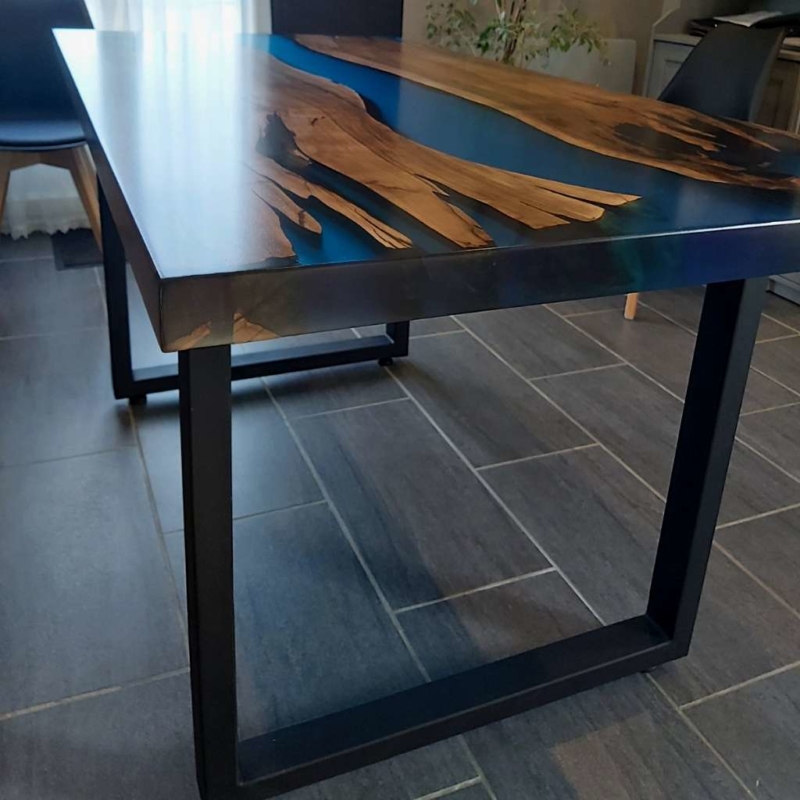 Blue epoxy resin table FRENCH EPOXY