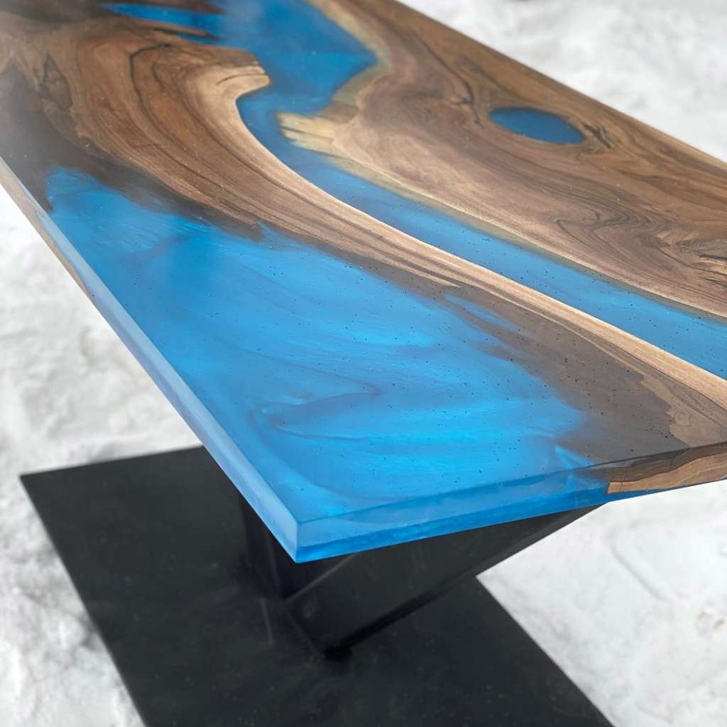 Table resine epoxy bleu transparente FRENCH EPOXY
