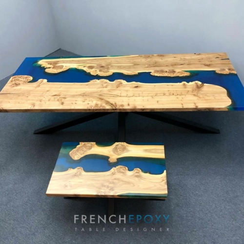 Table basse en resine bleu orme TB.OB .01.3