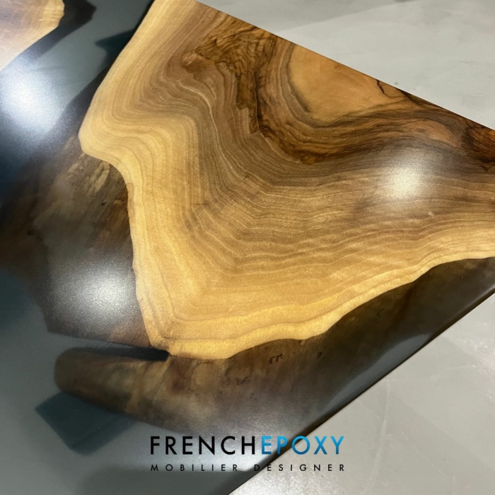 table basse epoxy noir