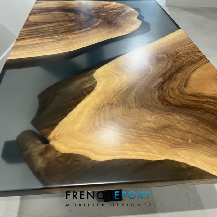 Table basse résine Epoxy Noyer Noir.TBNN20