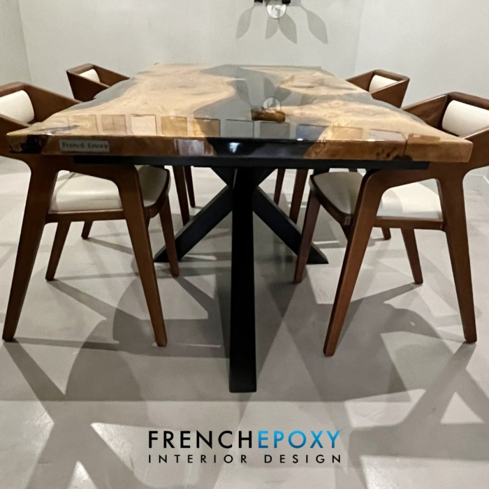 Table de repas Chêne epoxy gris – Image 3