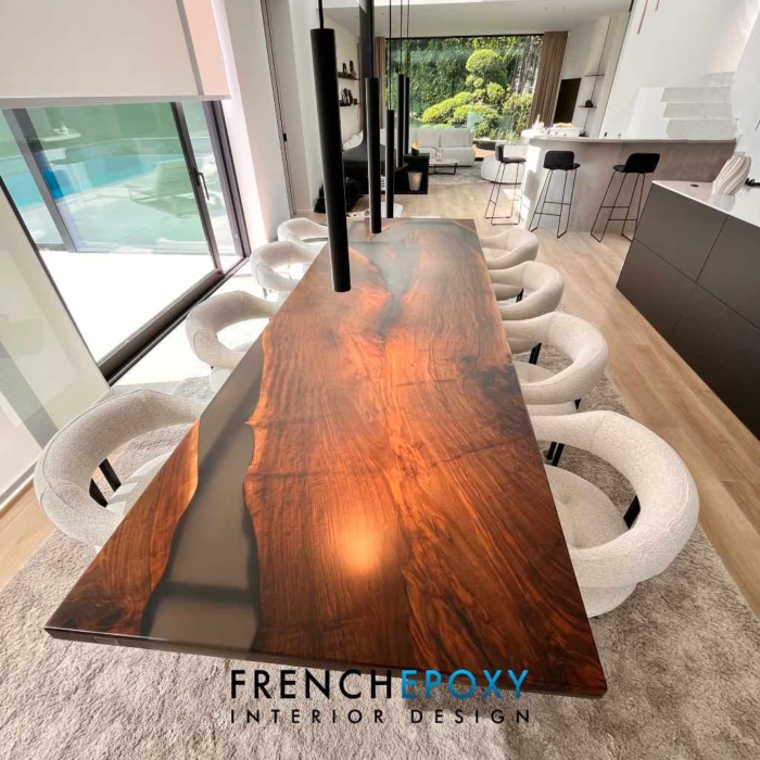 Table design en résine époxy et Noyer – Image 4