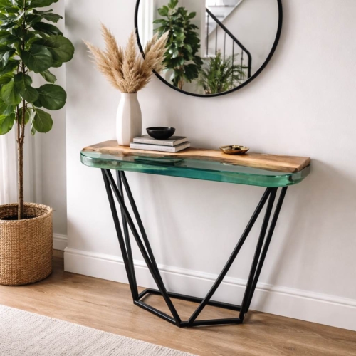 Console design en résine epoxy et bois massif