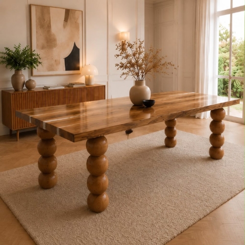 Table en noyer massif et résine époxy sur mesure