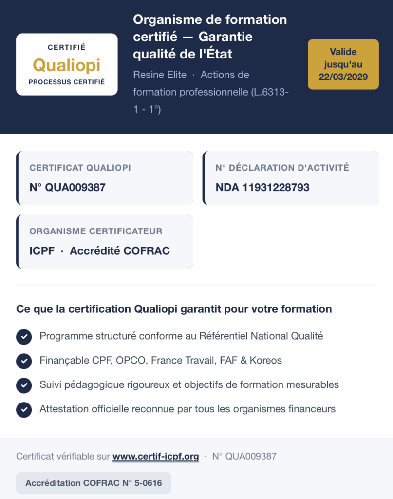 Formation Béton Ciré 1 Certificat Qualiopi 2026